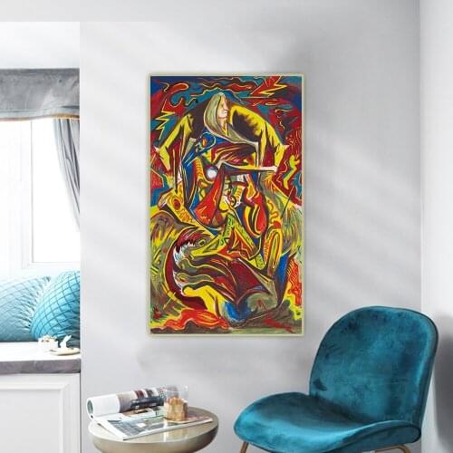 Jackson Pollock"Composition With Woman"Canvas Painting Western Art Decor Poster Picture Home Interior Decoration Wall Aesthetic