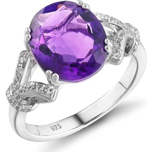 GZ ZONGFA Exquisite Luxury Shiny Natural Amethyst Gemstone Jewelry 925 Sterling Silver Ring