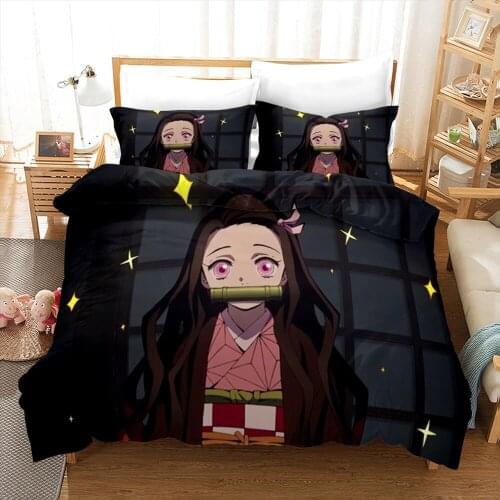 Japan Demon Slayer Bedding Set Cartoon Anima Lovers Duvet Cover for Adults Single Size Bed Set Children Pillowcase Home Textiles