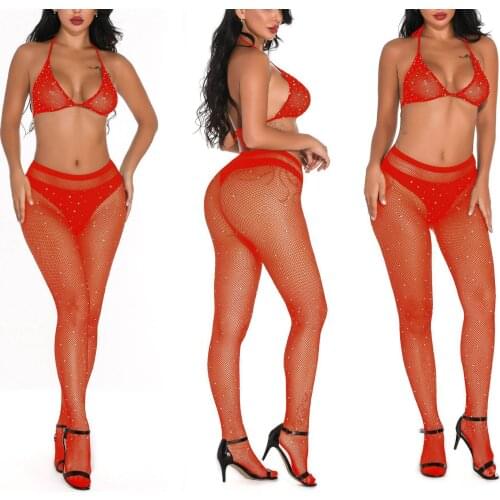 2021 Hot Selling Factory Wholesale Women Underwear Inlaid Diamond Sexy Bra And Stocking Lingerie Set Lingerie Sexy Plus Size