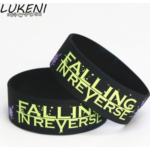 LUKENI 1PC 1" Wide Falling In Reverse Silicone Wristband For Music Fans Silicone Bracelets& Bangles Women Men Jewelry Gift SH097