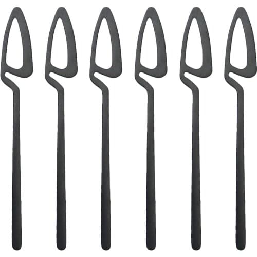 6Pcs Cutlery Set Black Dinner Knives Tableware Set Stainless Steel Dinnerware Set Kitchen Dessert Knives Silverware Flatware Set