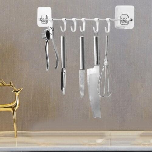 6 Hooks Wall Shelf Kitchen Rail Shelf Utensils Hanging Shelf Bathroom Organizer for Coffee Mugs Mugs Tags