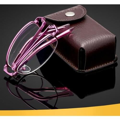 Finished Small Oval Reading Glasses Folding Portable Blue Light Blocking Mens Glasses for Vision +2 +1 +1.5 +4 with Case