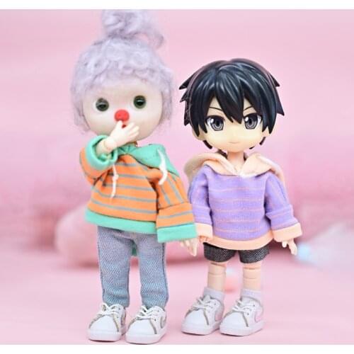 BJD clothes ob11 clothes Fashion striped hooded sweater For obitsu11, Molly, ob11, GSC,molly,1/12bjd doll clothes accessories