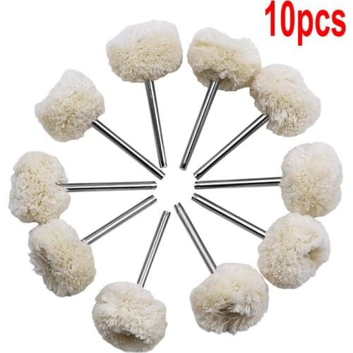 10Pcs Polishing Buffing Cotton Wheel Rotary Tool Grinder 3.0 Handle Yarn Wheel Head Felt Brushes Tool Fine