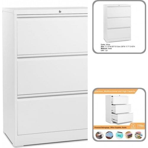 Practical Modern Space Saving Metal 3 Drawer File Cabinet Multi-function Officer File Cabinet Sturdy for Home