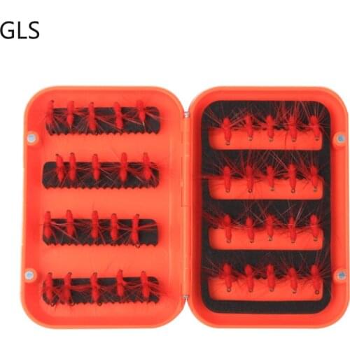 GLS Newest 40 Pieces 11CM Fly Hook Lure Exquisite Set For Trout And Bass High Quality Fishing Lure Black/Red Optional