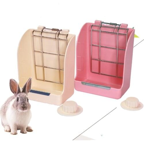 Rabbit Grass Frame Hay Feeder Manger Rack for Rabbit Guinea Pig Chinchilla Fixed Flip-up Holder For Small Pet Feeder Bowl
