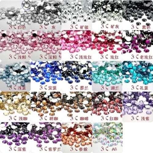 Sales! Many Colors 3mm 1500Pcs(9G)Craft Resin Flat back Round Flat Facets Rhinestone Nail Art Glitter Rhinestone