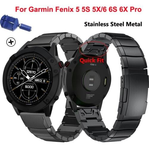 26mm Correa Fenix6 QuickFit Watch Band Stainless Steel Sport Metal Wristband Strap For Garmin Fenix5 5S 5X Plus 6 6X 6S Bracelet