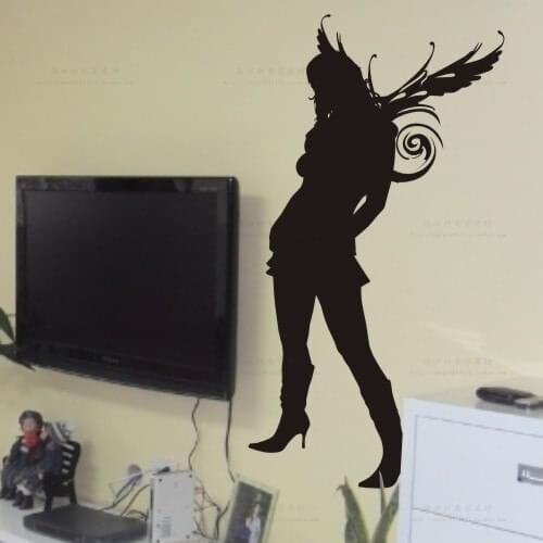Sexy Girl Beauty Body Angel Pub Bar Wall Stickers, Woman Naked Girl Wall Decal KTV Pub Bar Shop Sticker
