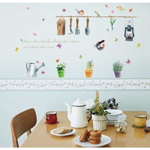 Rural Wall Sticker Removable kitchen Home Decoration DIY Birds Butterfly Tool PVC Wall Decals/Adhesive Art Home Decor