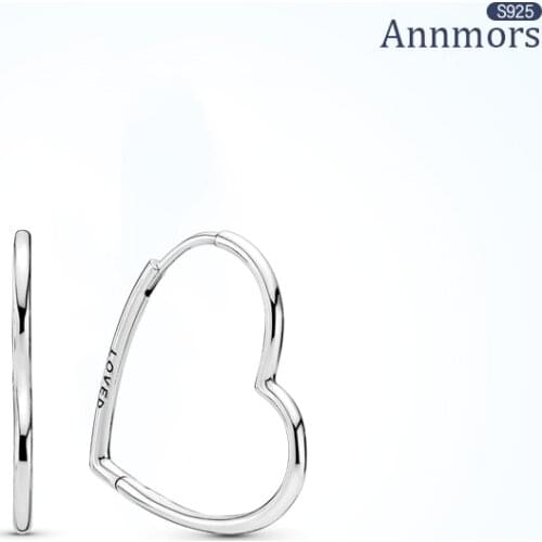 925 Sterling Silver Elegant Heart Stud Earrings Korean Simple Ear Hoops Jewelry Simple Dangle Hollow Long Lovely Women Earrings