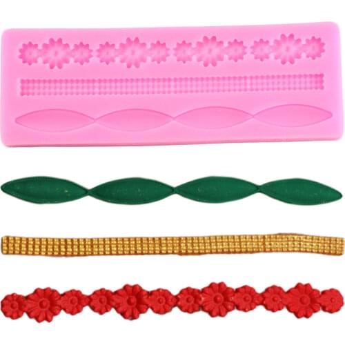 Sugarcraft Flower Leaves Lace Silicone Molds Chains Cake Border Fondant Cake Decorating Tools Candy Chocolate Gumpaste Moulds