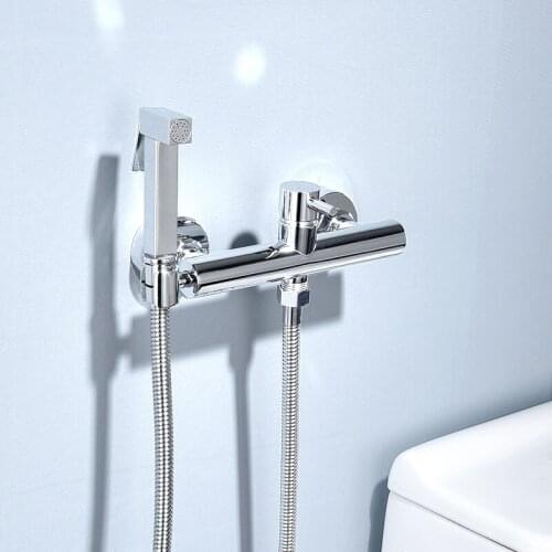 Hot And Cold Mixer Water Bathroom Toilet Bidet Faucet Women Flusher Sprayer Kit Wall Mounted Chrome Shower Tap