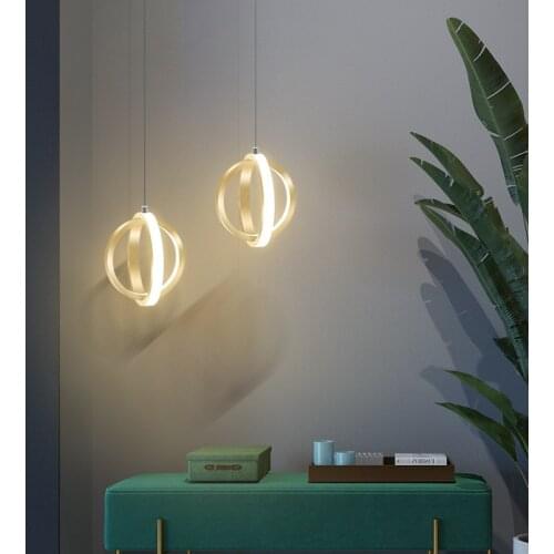 Modern Led Pendant Light Nordic Gold Hanging Lighting Fixtures Bedside Living Bedroom Restaurant Bar Dining Indoor Decor Lamps
