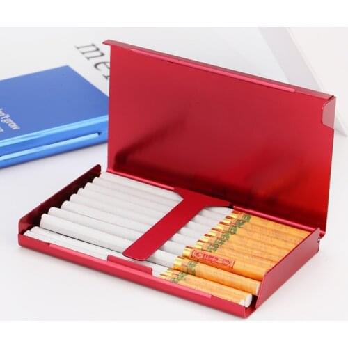 Slim Cigarette Box For Lady Women Creative Smoking Gift For Girlfriend Metal Ultra Thin Red Blue Laser Engraved LOGO Custom Made