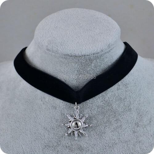 Trendy HOT Elegant velvet ribbon Choker Necklace Sun pendant necklace Women Girls Fashion Jewelry