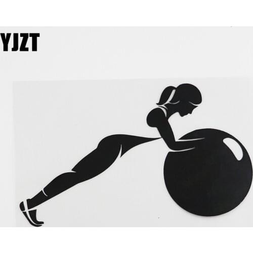 YJZT 16.5CMX9.6CM Fitness Girl Sport Gym Workout Decal Vinyl Car Sticker Black/Silver 8A-0329