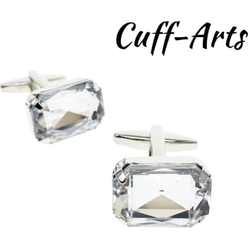 Cuffarts Fashion Mens Cuff Links White Acrylic Crystal 2018 New Jewelry Cuff Links Anniversary Gifts For Husband C20142