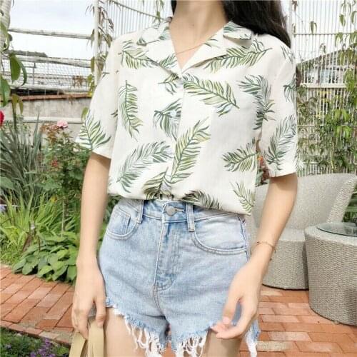 Women Floral & Leaf Print Casual Blouse Bohemian Chiffon Turn-down Collar Streetwear Elegant Office Lady Summer Autumn Shirts