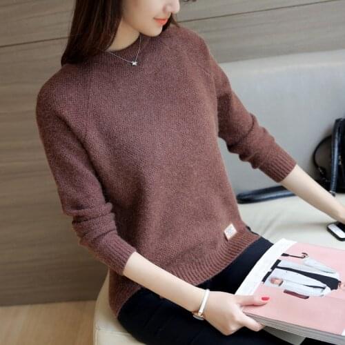 Women Cropped Sweaters And Pullovers 2021 Fall Winter New Long Sleeve Femme Solid Colour Pullover Female Casual Knitted Sweaters
