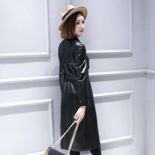 2020 Autumn Women Genuine Jacket Sheepskin Coats Real Leather Jackets Long Trench Coat Female Outwear KQN27551