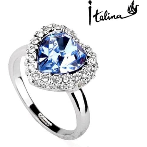 Brand TracysWing Genuine Austria Crystal gold Color Rings for Women healthy Anti Allergies #RG95712Blue