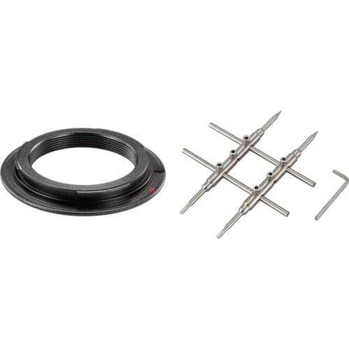 1 Pcs Black Metal Lens Mount Adapter & 1 Set DSLR Camera Lens Spanner Wrench Repairing Opening Tool