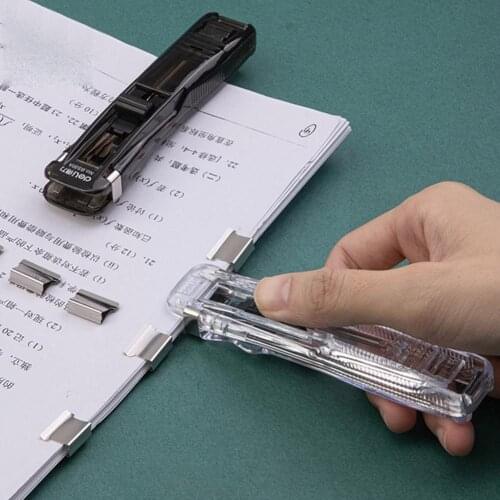 1pcs Portable Metal Clip Push Latest Stapler Organizing Stapler Binding Clamp For Document Reusable Fixing Paper Pu I0G6