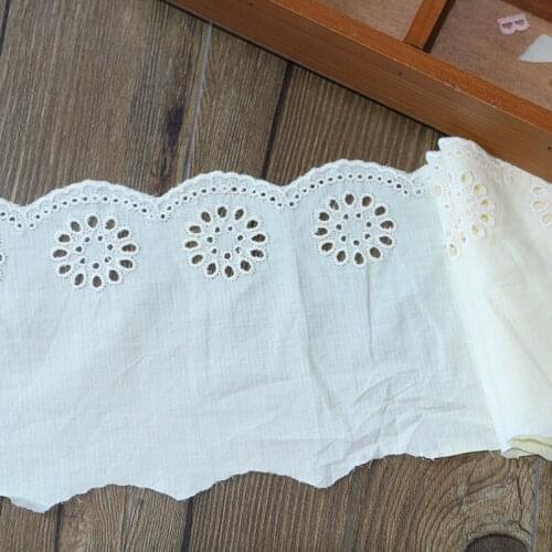 13.5 cm 2 yard Beige yellow embroidered cotton lace sewing accessories handmade wedding decorative clothes