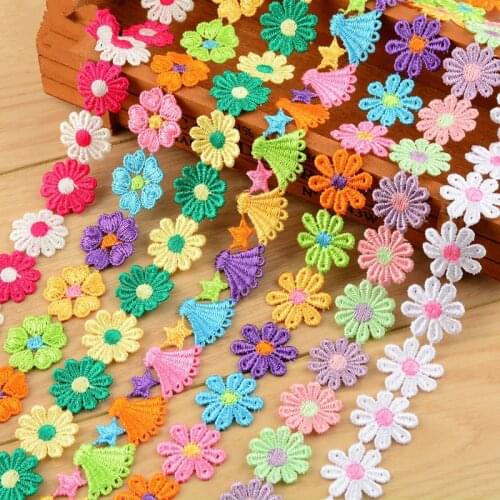 2.5cm High Quality Multicolor Flower Butterfly Shell Embroidery Lace Ribbon Fabric Sew DIY Handmade Materials Accessories 1meter
