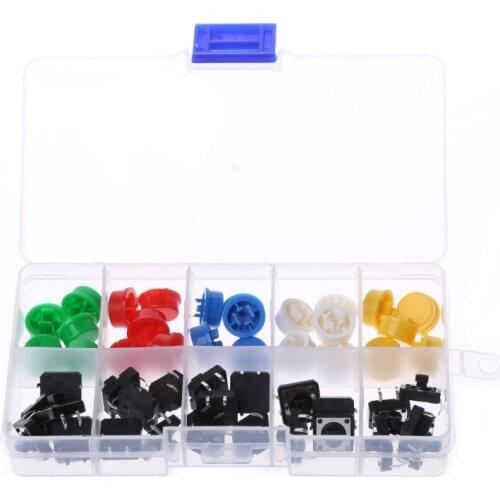 25 Pcs 12x12x7.3mm Momentary Tactile Push Button Touch Micro Switch 4P PCB w/Cap