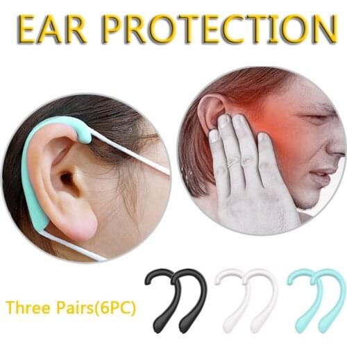 3 Pairs Universal Mask Ear Protection Silicone Earmuffs Reusable Comfortable Mask Ear Hooks Compatible Hook Supplies