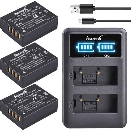 3Pcs 1400mAh NP-W126 NP W126 NP-W126S W126S Batteries +LED Dual Charger for Fuji X-Pro1 XPro1 X-T1 XT1 HS30EXR HS33EXR X PRO1