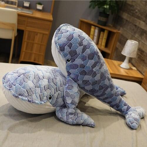 50-110cm Giant Size Whale Plush Toys Blue Sea Stuffed Huggable Shark Animals Soft Pillow Kids GirlsGift