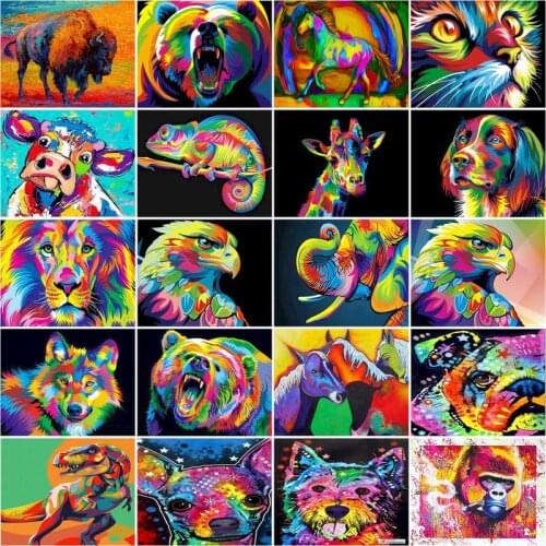 5D Diamond Painting Animals Horse Diamond Mosaic Tiger Lion DIY Full Round Diamond Embroidery Cross Stitch Colorful Rhinestone A