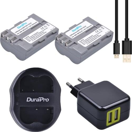 2pcs DuraPro EN-EL3E en el3e Battery + USB Dual Charger + AC Adapter For Nikon D70 D70S D80 D90 D100 D200 D300 D300S D700 Camera