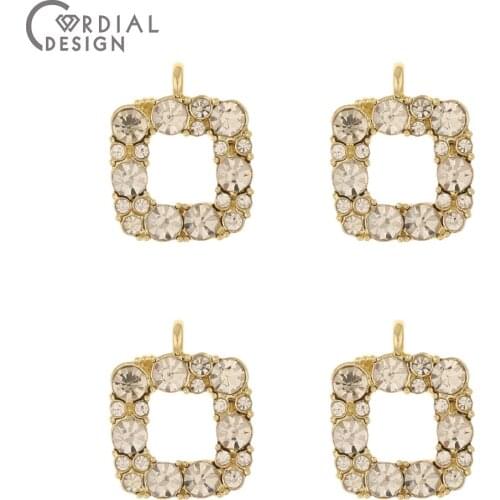 Cordial Design 50Pcs 15*18MM Jewelry Accessories/DIY Making/Square Shape/Jewelry Finding & Components/Rhinestone Pendants