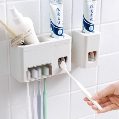 Automatic Toothpaste Dispenser with Toothbrush Holder for Home Bathroom Sticky Toothpaste Squeezer Bathroom Accessories
