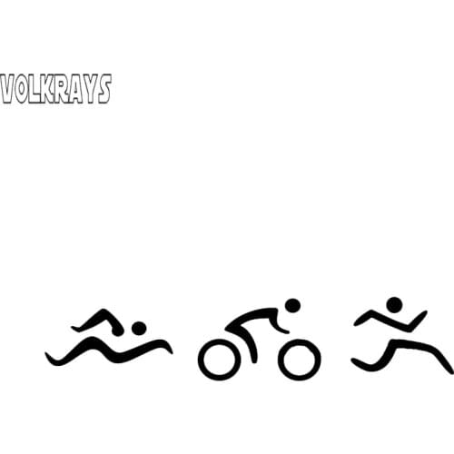 Volkrays Car Sticker Coolest Triathlon Swim Cycling Run Unique Accessories Reflective Vinyl Decal Black/Silver/white,2cm*13cm