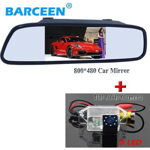 170 degree 8 led colorful night vision car parking camera +Sunvisor hot selling 4.3" car rear mirror fit for Mitsubishi lancer