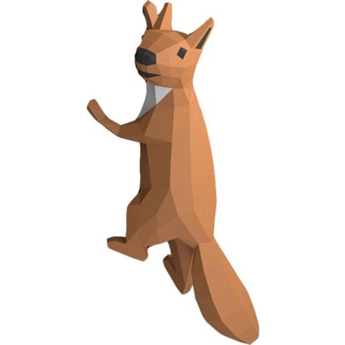 Origami Squirrel Geometric DIY Handmade Home Decoration Cute Traditional Animal Composition 3D Squirrel Geometric Origami