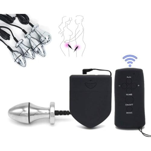 Wireless Remote Control Bipolar Egg Electric Shock Anal Plugs Metal Vaginal Balls Electro Stimulation Butt Plugs Adults Sex Toys