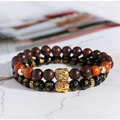 Charm Retro Buddha Rune Bead Bracelet Men Wood Beads Chakra Bracelets Erkek Bileklik Bracelet Homme Yoga Jewelry Gift