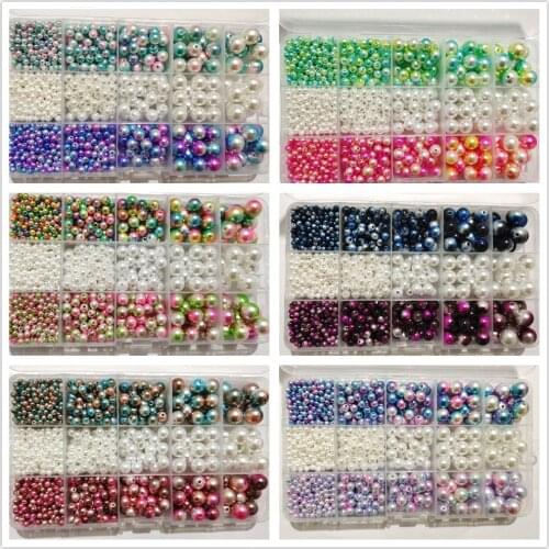4-12mm Wholesale 1320pc/box Mixed wtraight holes round imitation plastic pearl beads for needlework & Jewelry Making