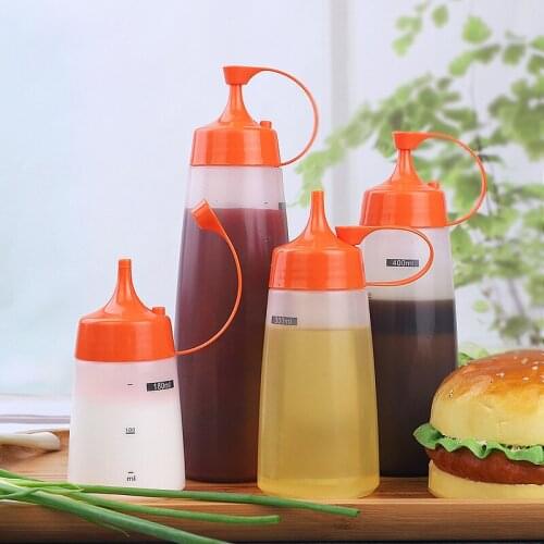 Squeeze Bottle Condiment Dispenser Ketchup Mustard Sauce Bottle Vinegar Pot Kitchen Cooking Tools Needle-nosed Bottle Plastic