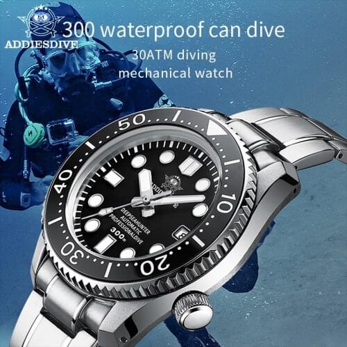 Addies Dive Automatic Watch NH35 Sapphire Crystal stainless steel Dive Watch 300m All In One Case Luminous 300M Dive Mens watch