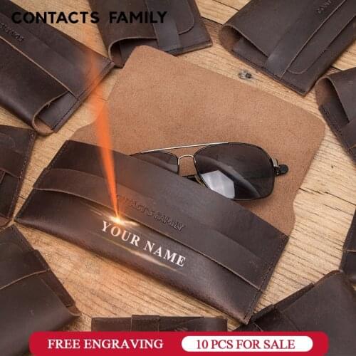 10p Wholesale Fashion Portable Glasses Case 100% Genuine Leather Foldable Glasses Box For Eyeglass Holder Sunglasses Accessories